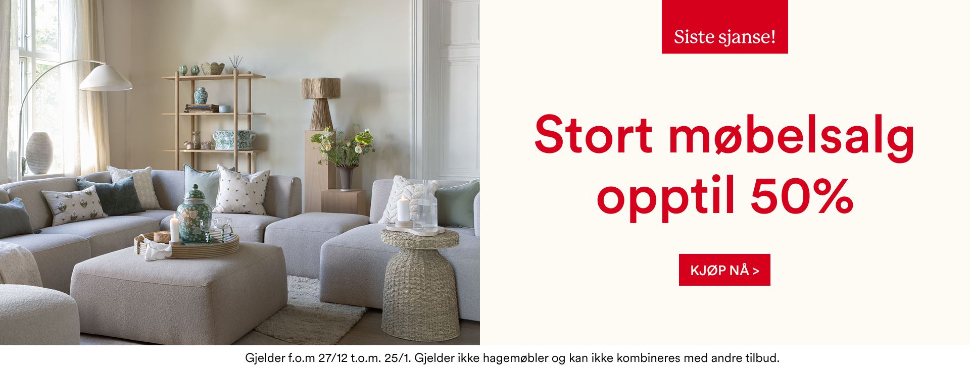Stort møbelsalg opptil 50%