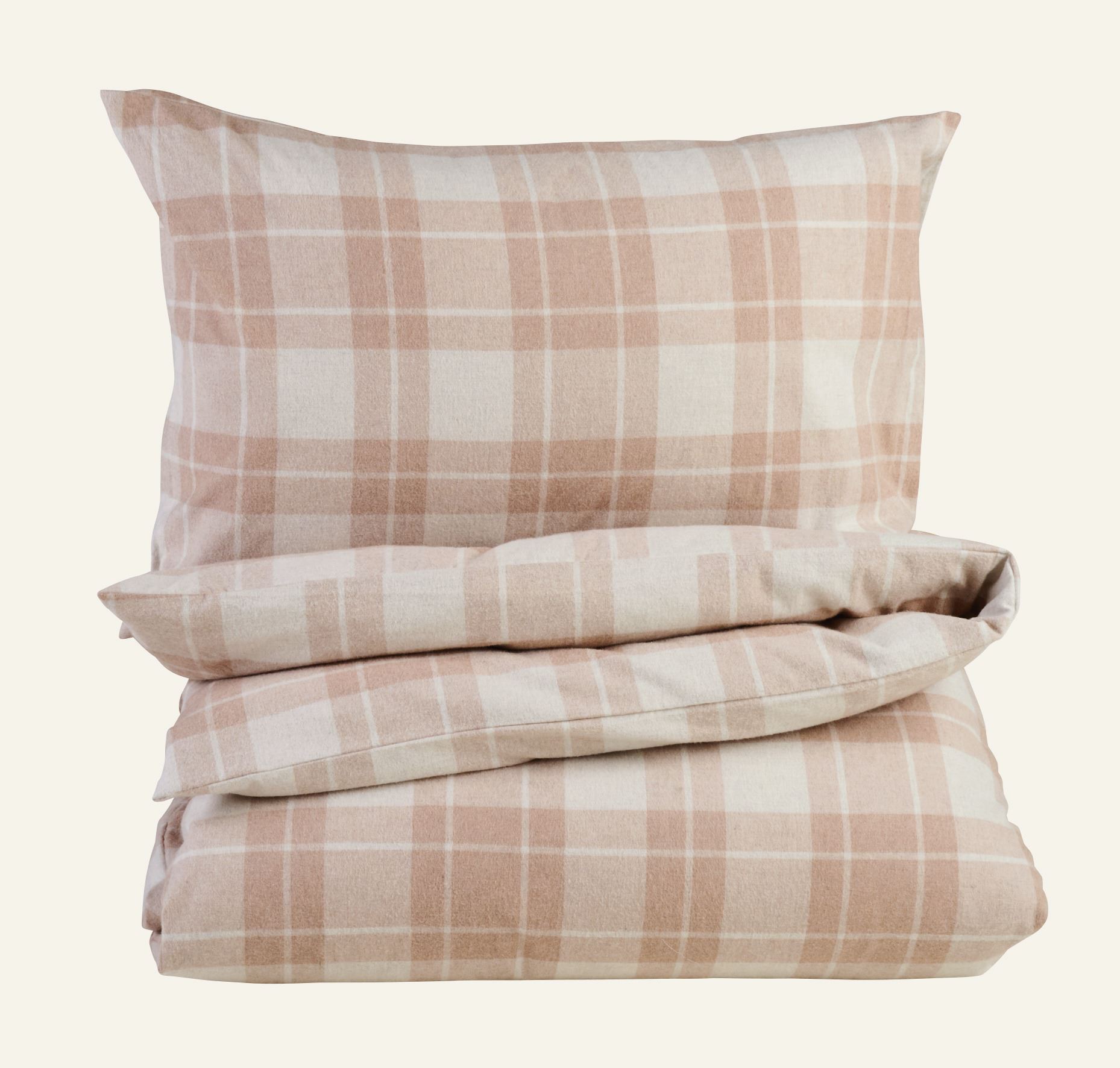 Garnfarget flanell sengesett sand - 200x220 cm sand - 1