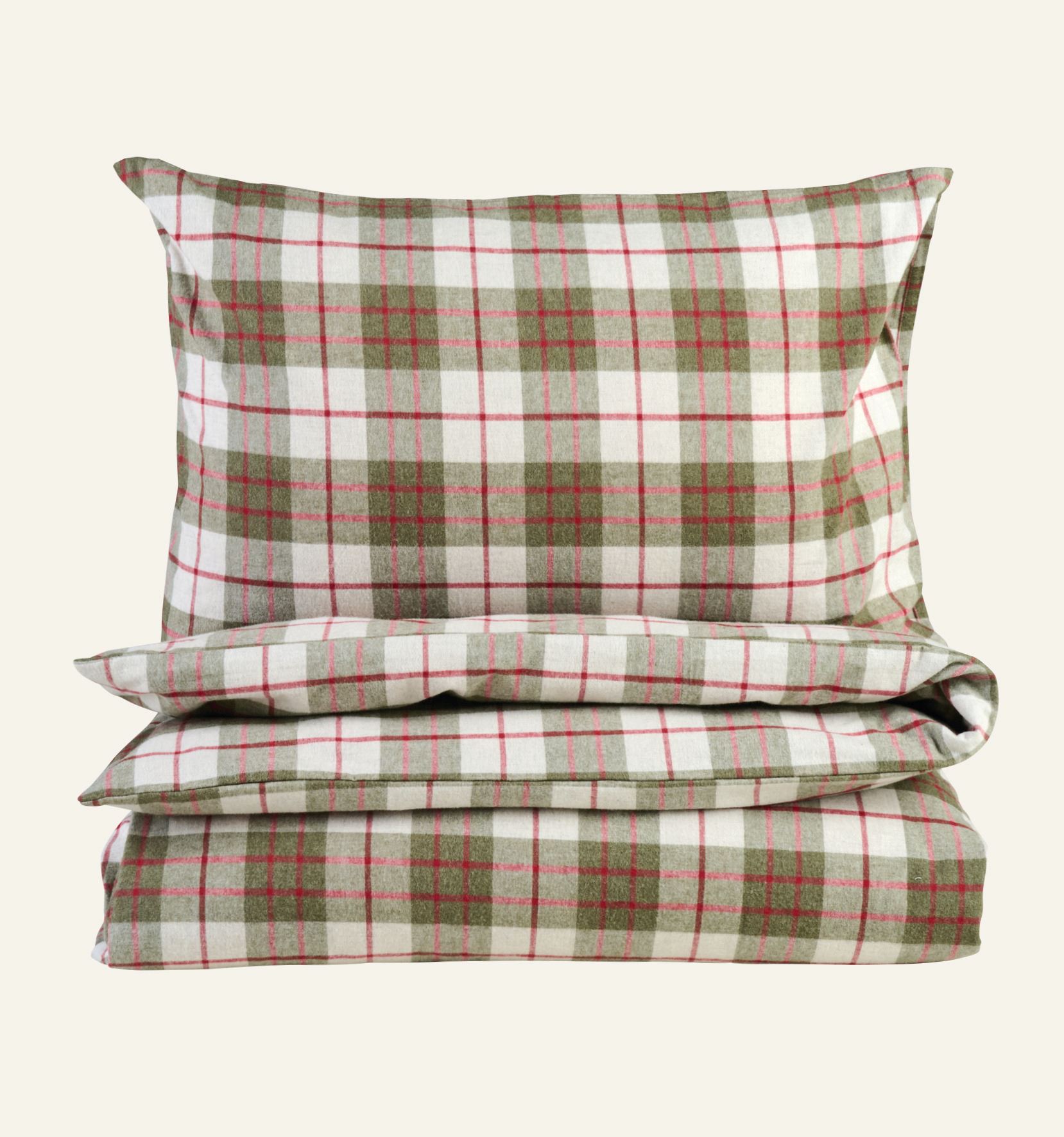 Garnfarget flanell sengesett multi rød - 200x220 cm multi rød - 1