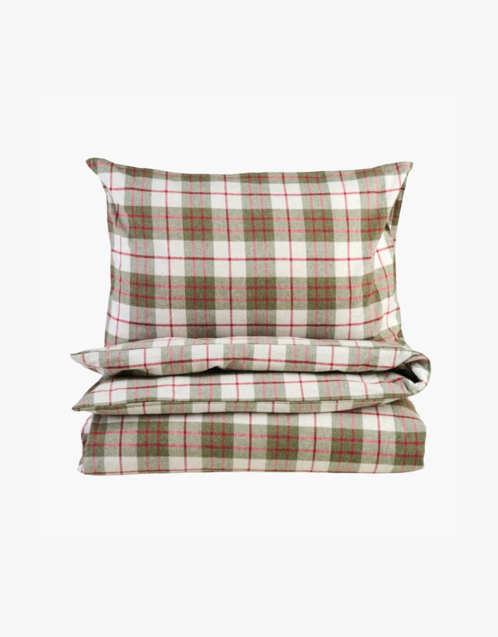 Garnfarget flanell sengesett multi rød - 140x220 cm multi rød - 1