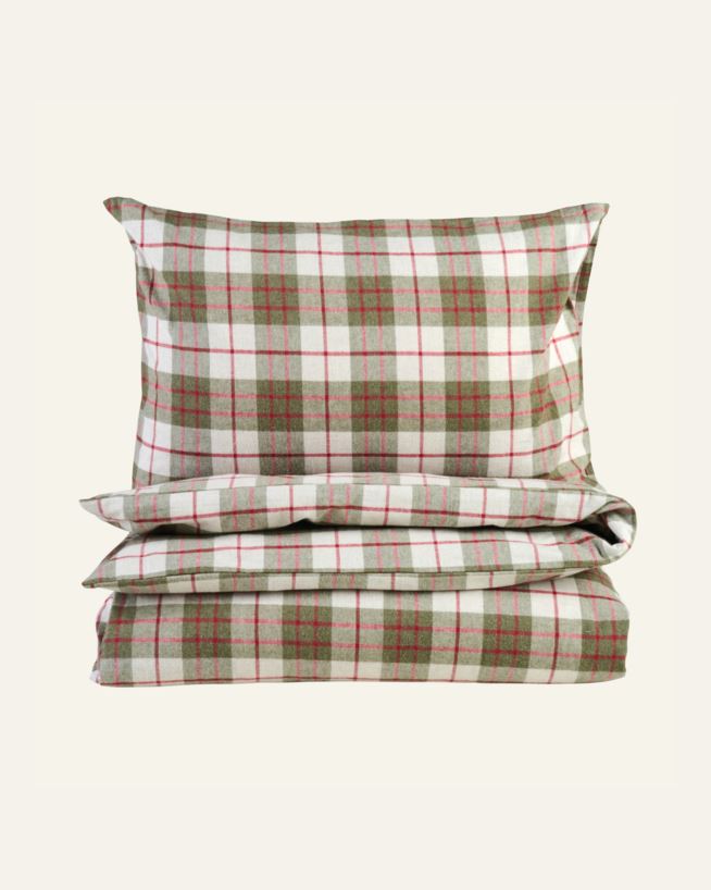 Garnfarget flanell sengesett multi rød - 200x220 cm multi rød - 1