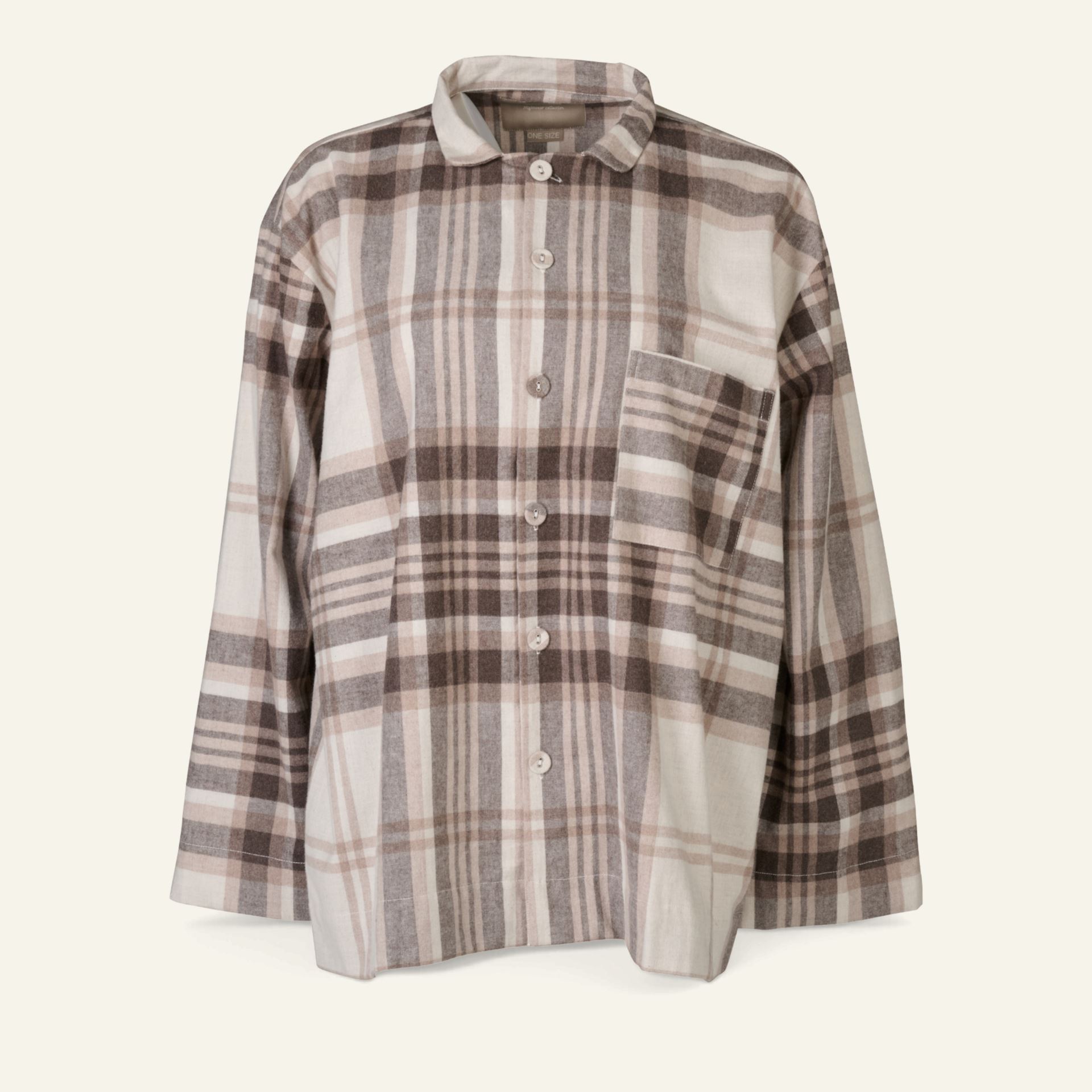 Garnfarget flanell pysjtopp brun - one size brun - 1