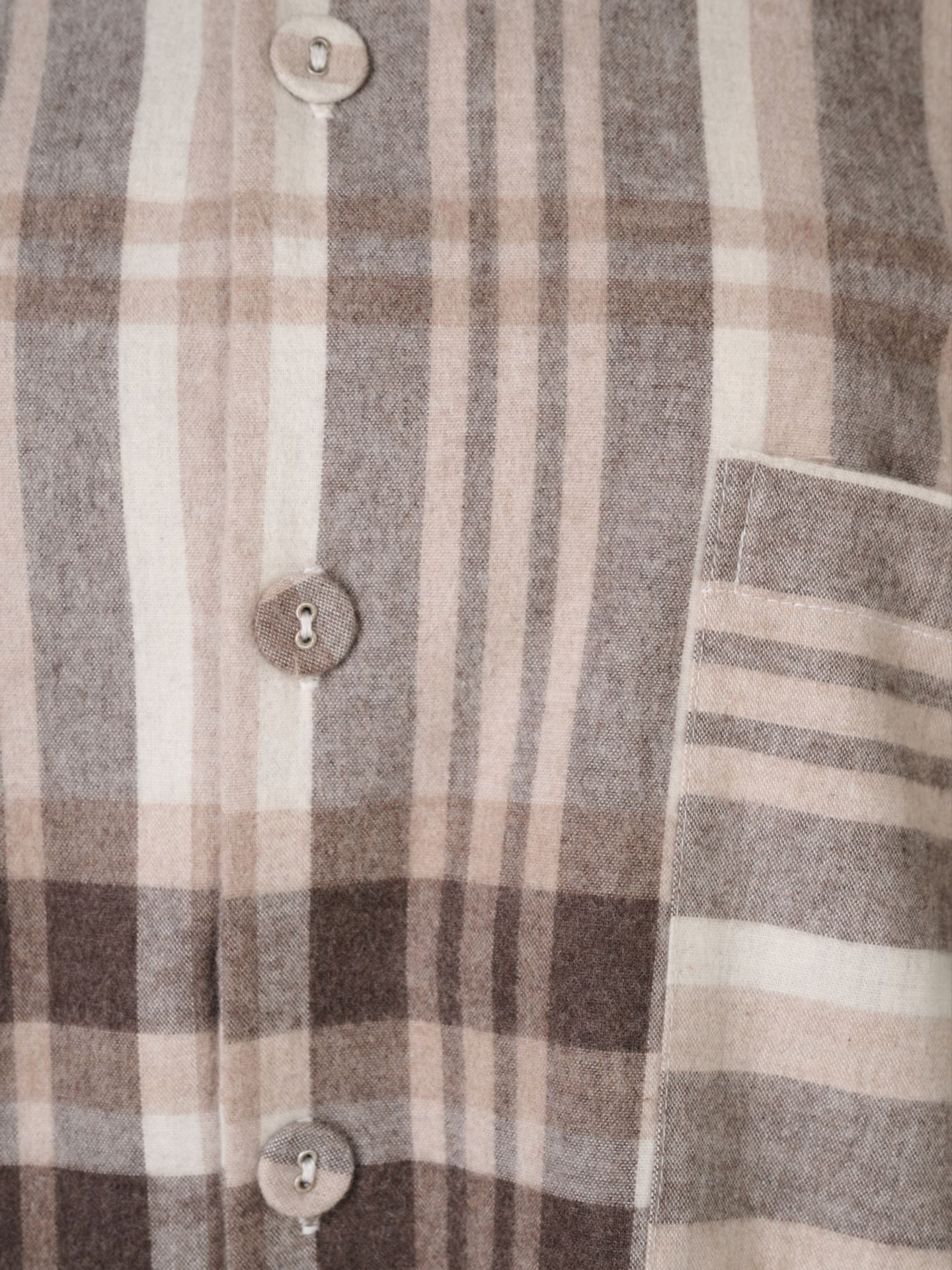 Garnfarget flanell pysjtopp brun - 2