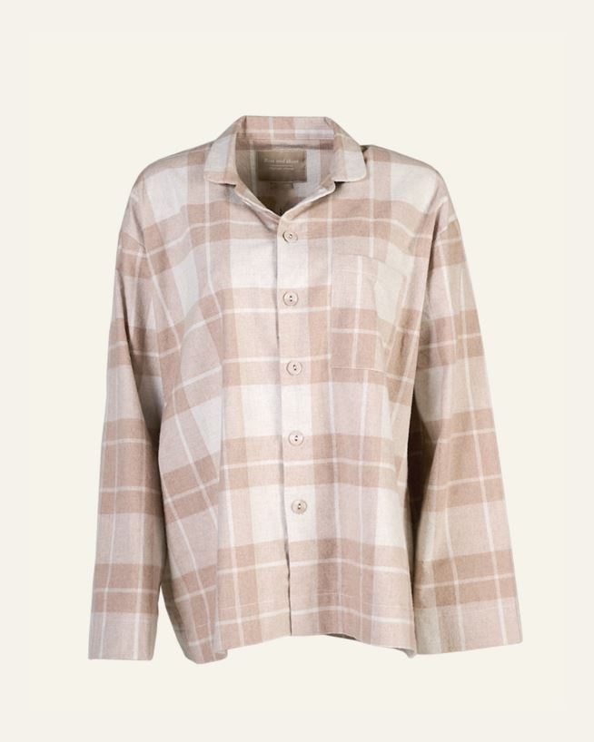 Garnfarget flanell pysjtopp sand - one size sand - 1