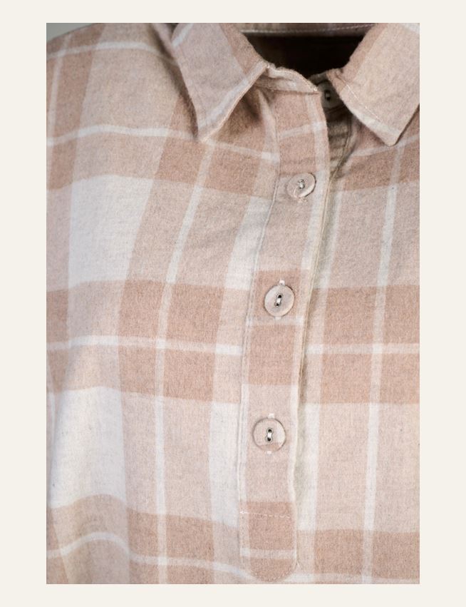 Garnfarget flanell nattskjorte sand - 2