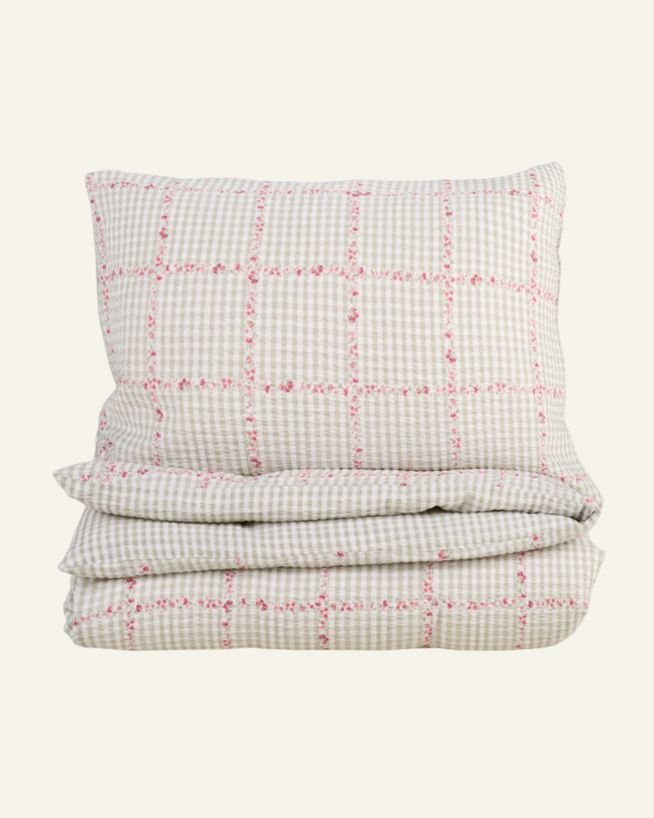 Krepp sengesett multi grønn - 140x220 cm/50x70 cm multi grønn - 1