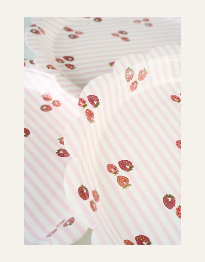 Papptallerken 8pk multi rosa - 2