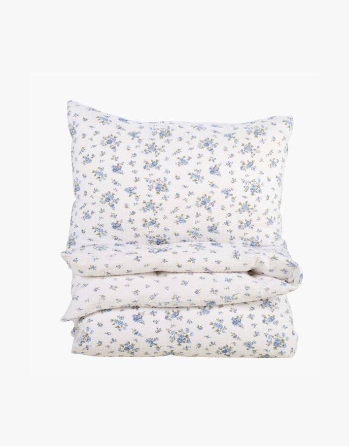 Krepp sengesett blå - 140x200 cm blå - 1