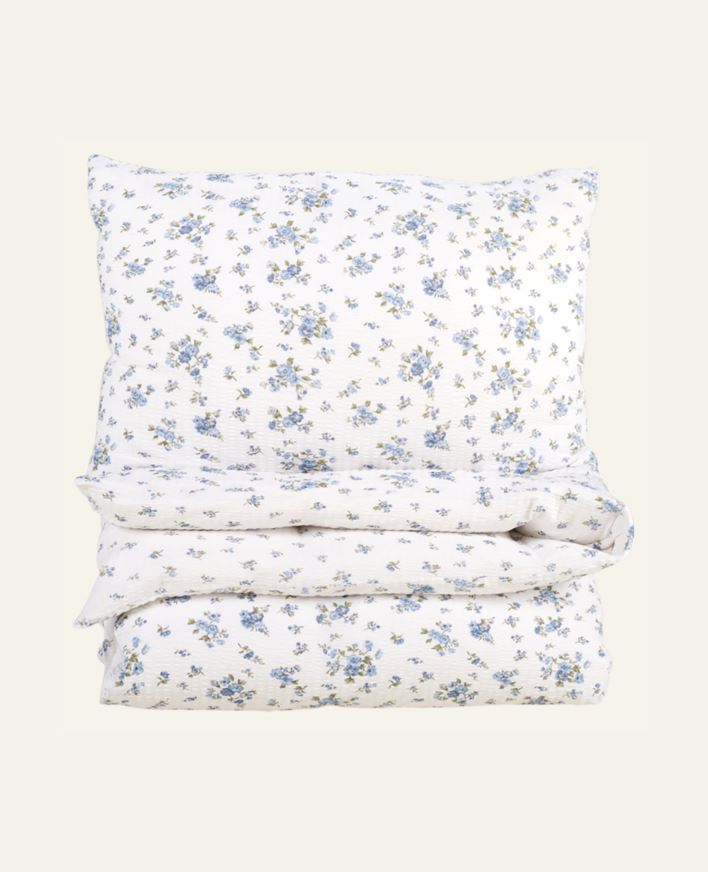 Krepp sengesett blå - 140x200 cm blå - 1