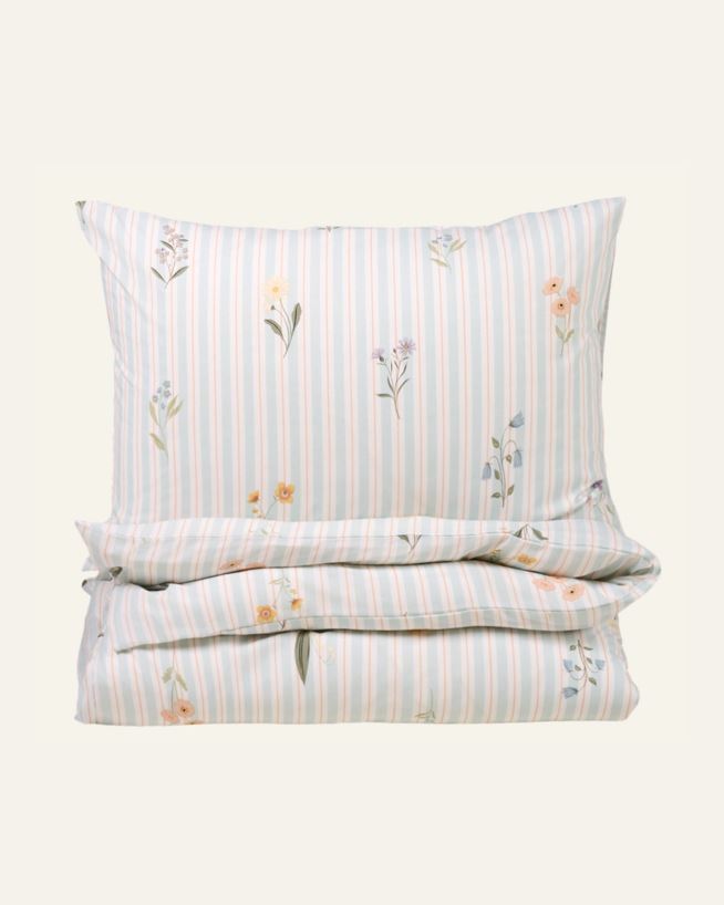 Bomull sengesett lys blå - 140x220 cm lys blå - 1