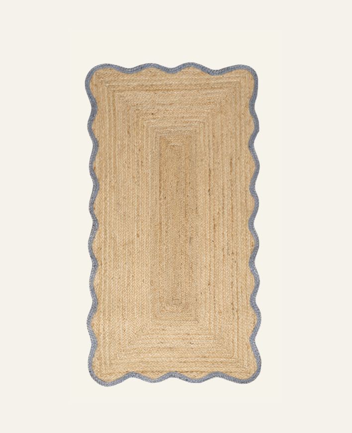 Jute teppe gråblå - 80x150 cm gråblå - 1