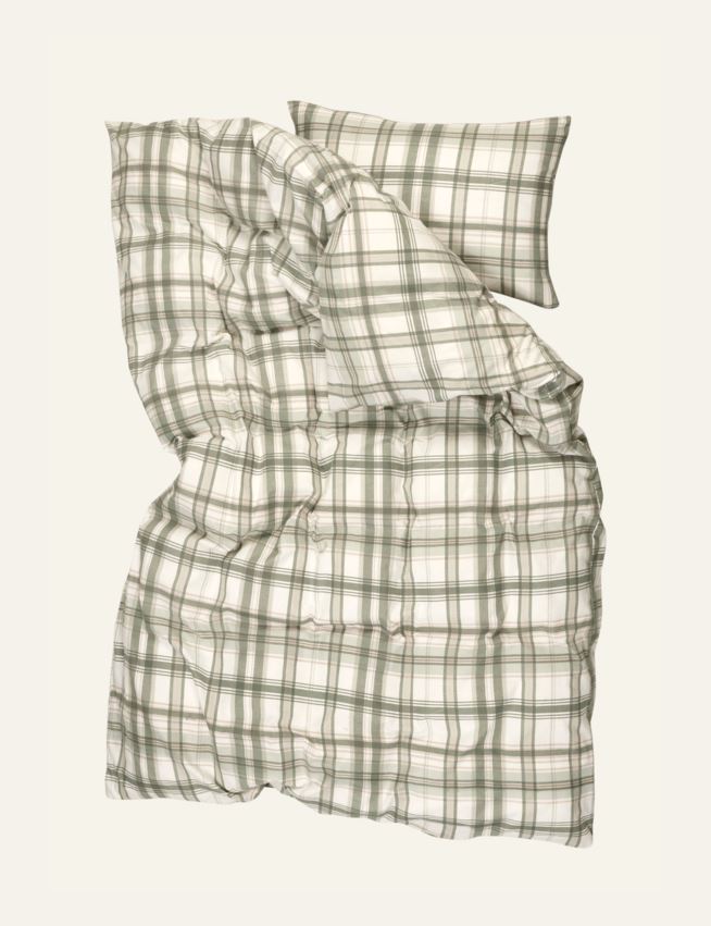 Flanell sengesett multi grønn - 3