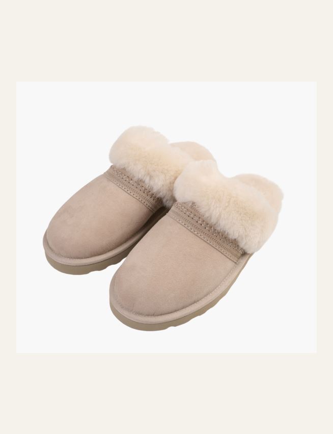 Skinntøfler lys beige - 2