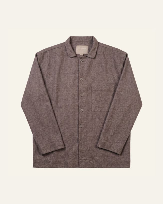 Garnfarget flanell pysjtopp brun - one size brun - 1