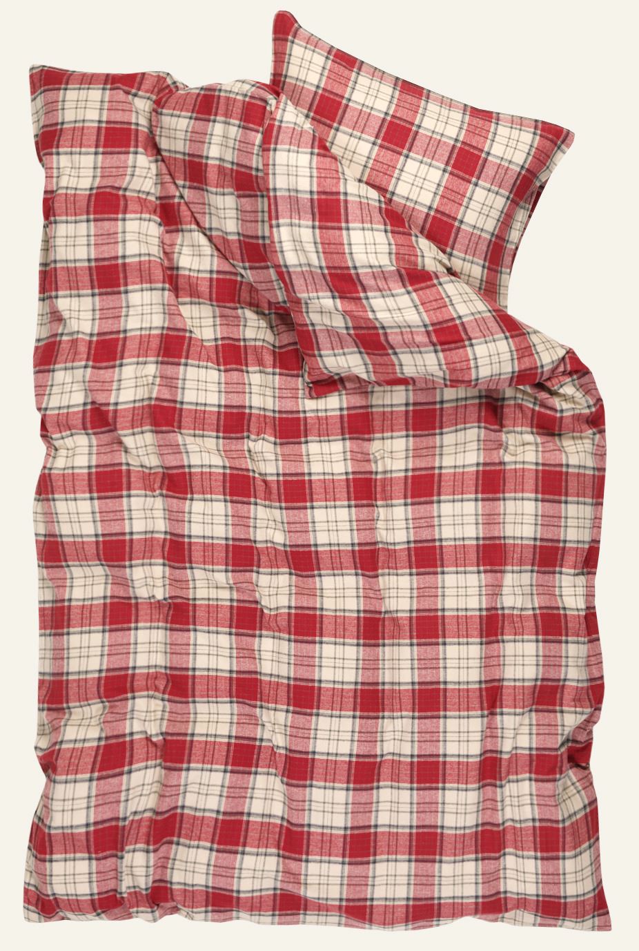 Garnfarget flanell sengesett multi rød - 5
