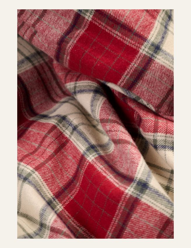 Garnfarget flanell sengesett multi rød - 3