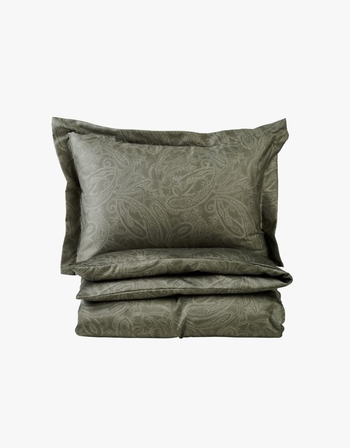 Egyptisk bomull sateng sengesett olivengrønn - 140x220 cm olivengrønn - 1