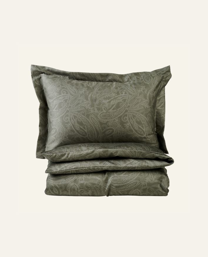 Egyptisk bomull sateng sengesett olivengrønn - 140x200 cm olivengrønn - 1