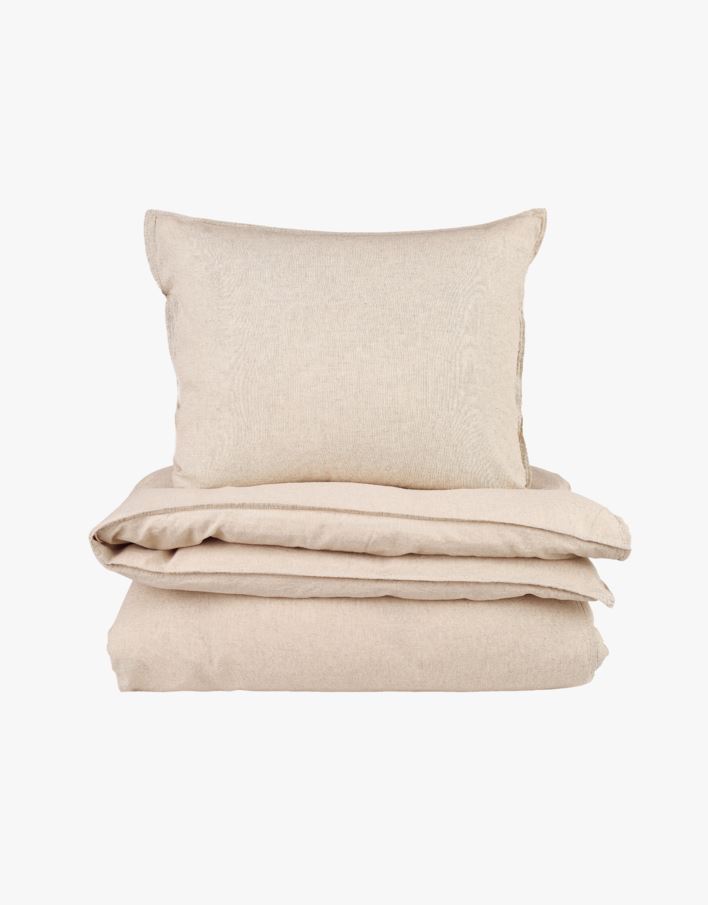 Lin & bomull sengesett natur - 200x220 cm natur - 1