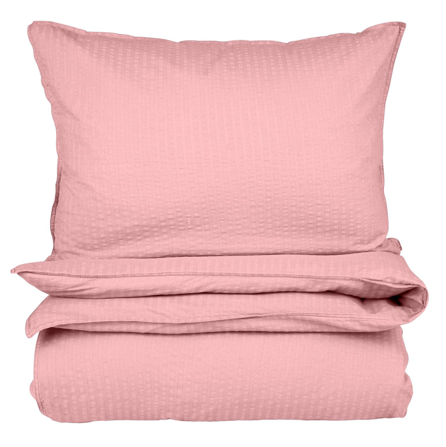 Krepp sengesett pudderrosa - 200x220 cm pudderrosa - 1