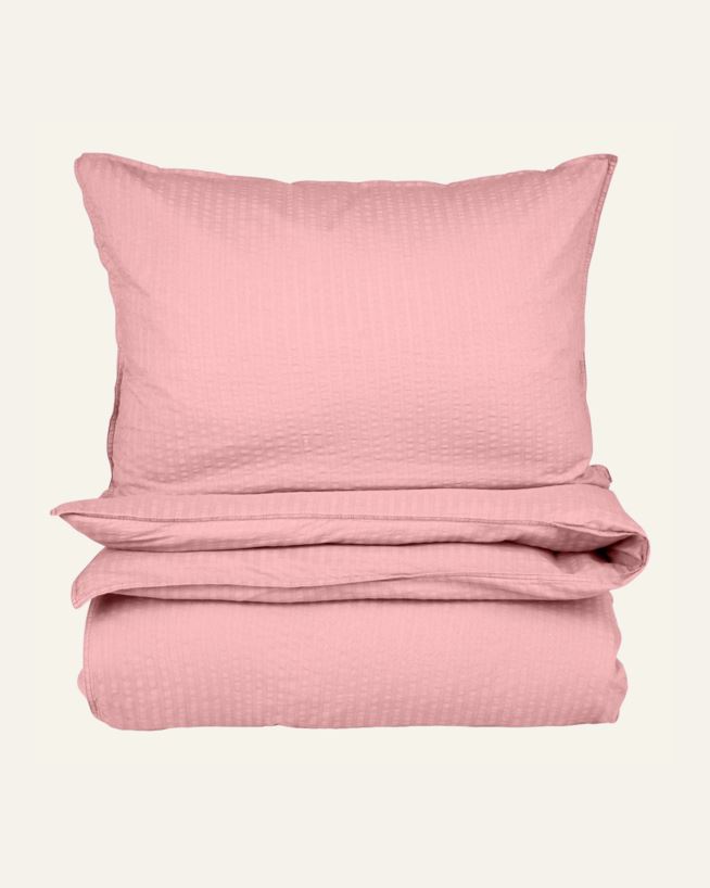 Krepp sengesett pudderrosa - 140x200 cm pudderrosa - 1