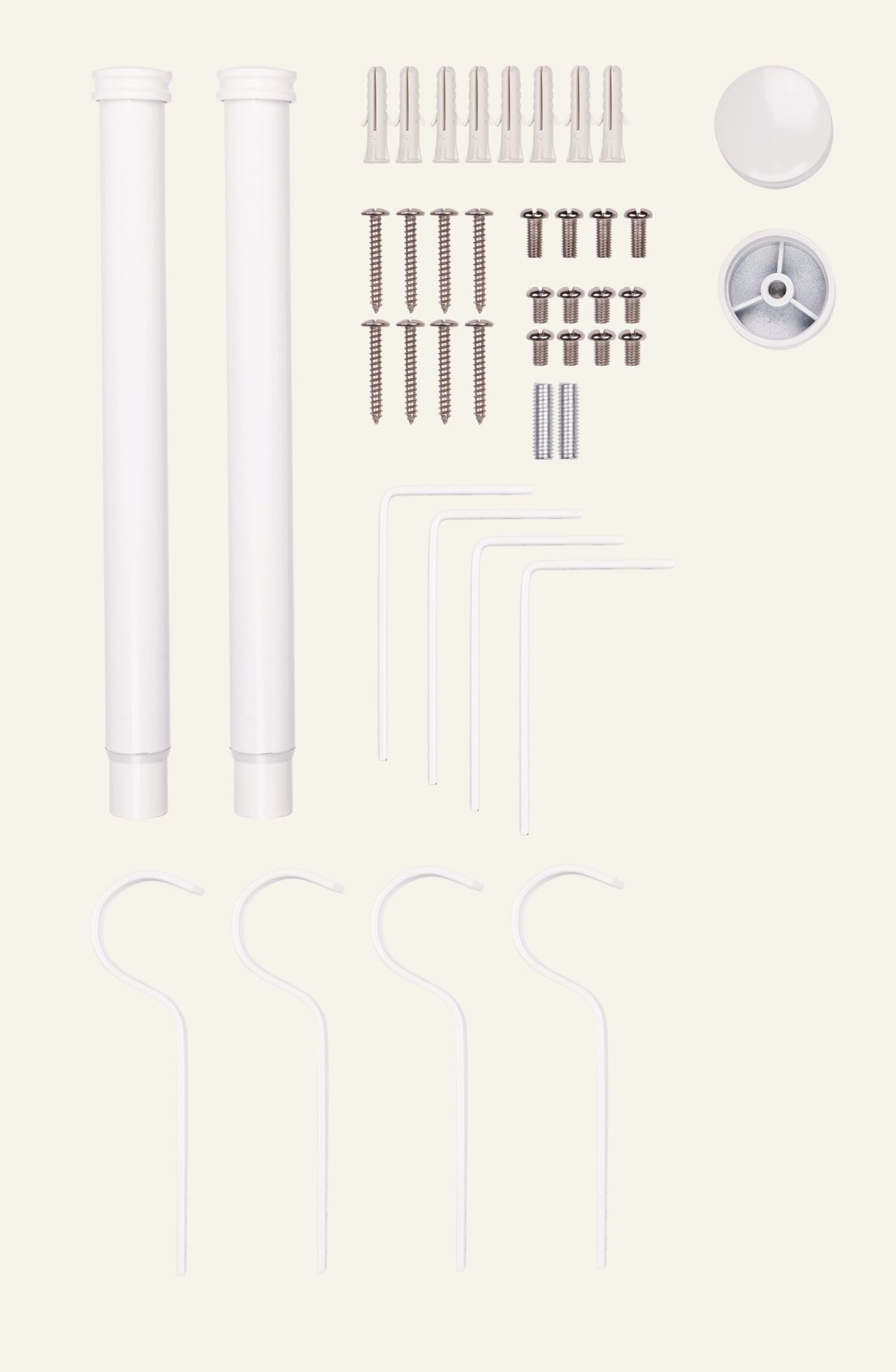 Gardinstang 2pk hvit - 2