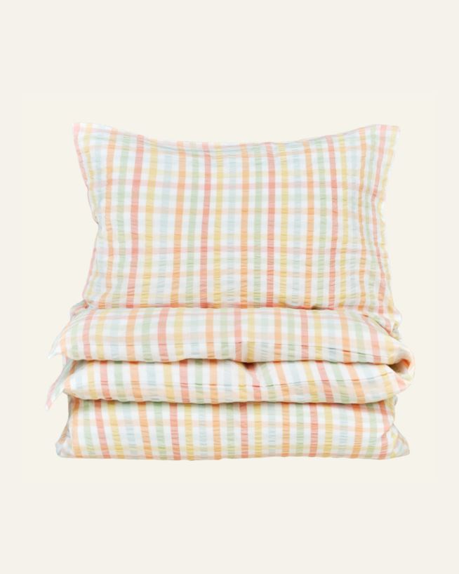 Garnfarget krepp sengesett multi - 140x220+50x70 cm multi - 1