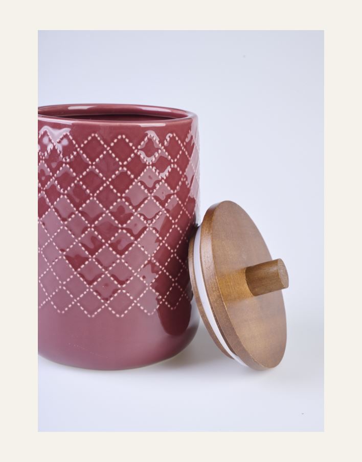 Oppbevaringskrukke mørk rød - 2