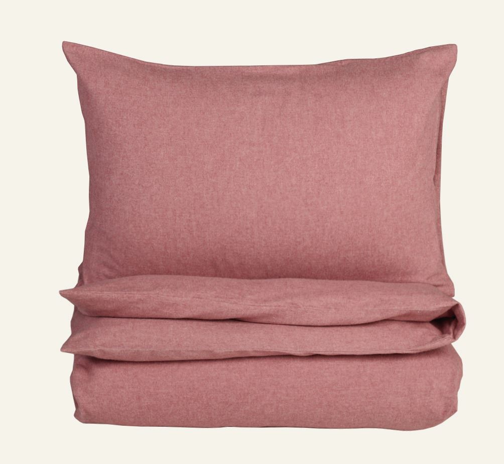 Garnfarget flanell sengesett gammelrosa - 140x200 cm gammelrosa - 1