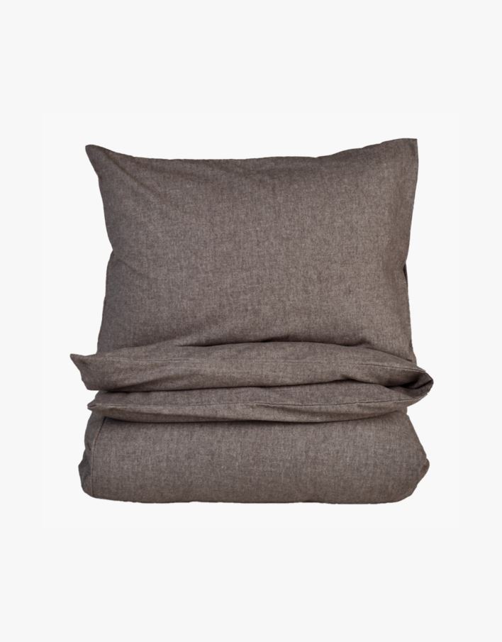 Garnfarget flanell sengesett brun - 140x200 cm brun - 1