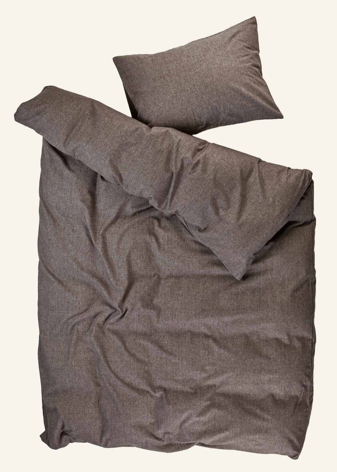 Garnfarget flanell sengesett brun - 2