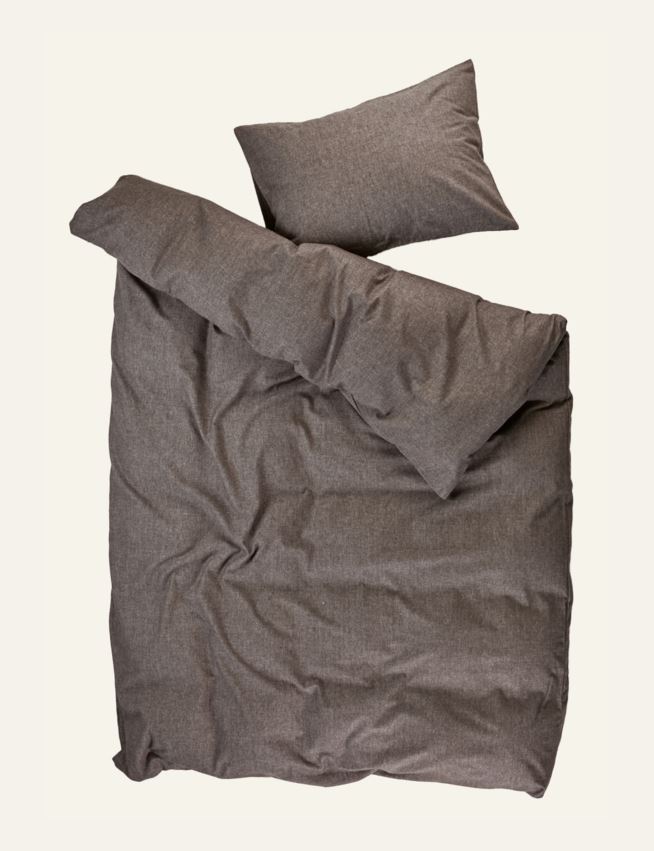 Garnfarget flanell sengesett brun - 2