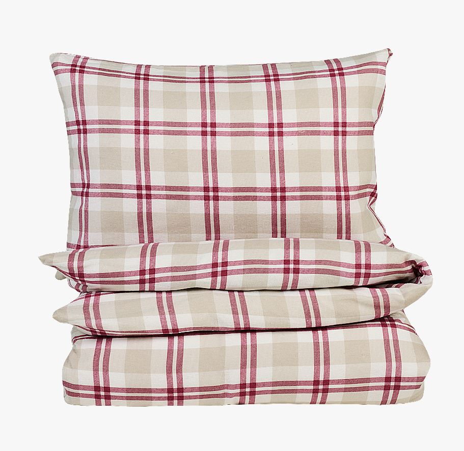 Flanell sengesett              rød - 140x200 cm rød - 1