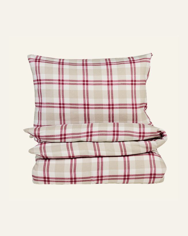 Flanell sengesett rød - 140x200 cm/50x70 cm rød - 1