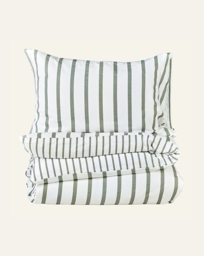 Flanell sengesett olivengrønn - 140x200 cm/50x70 cm olivengrønn - 1