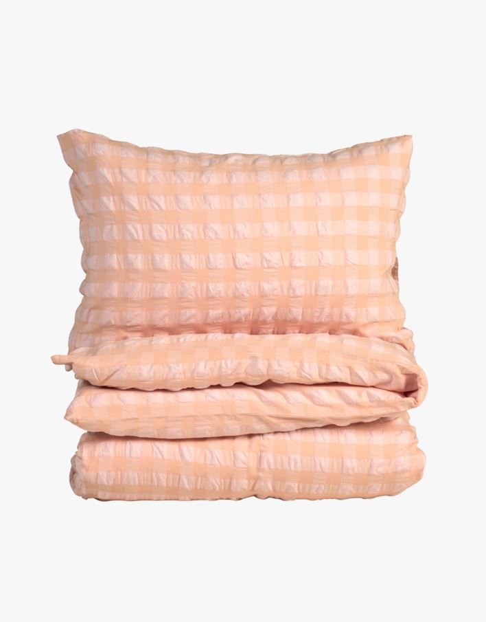 Garnfarget krepp sengesett korall - 200x220 cm korall - 1