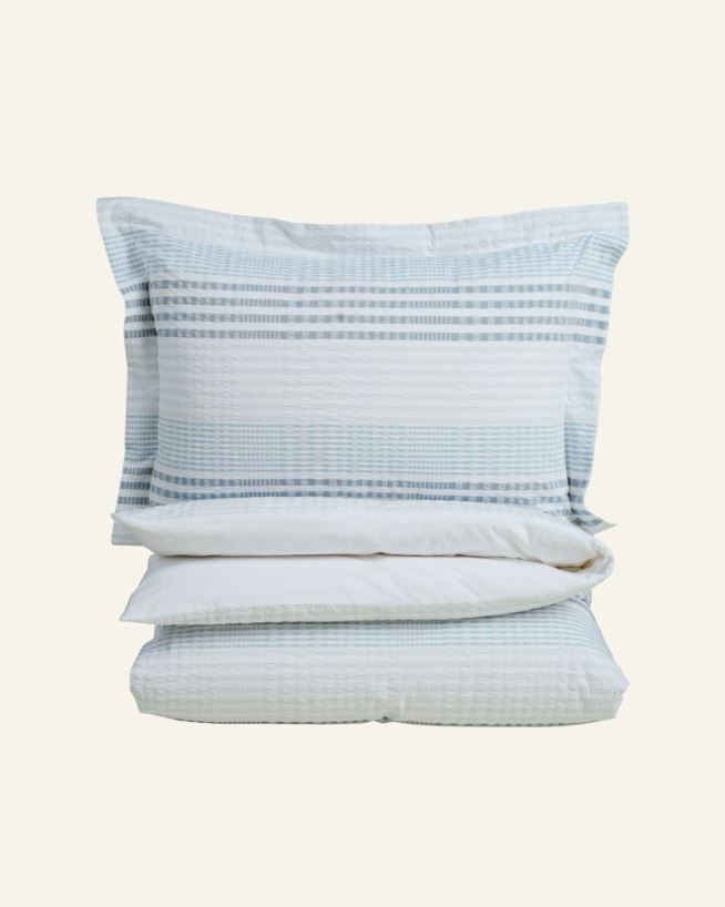 Krepp sengesett lys blå - 140x200+50x70 cm lys blå - 1