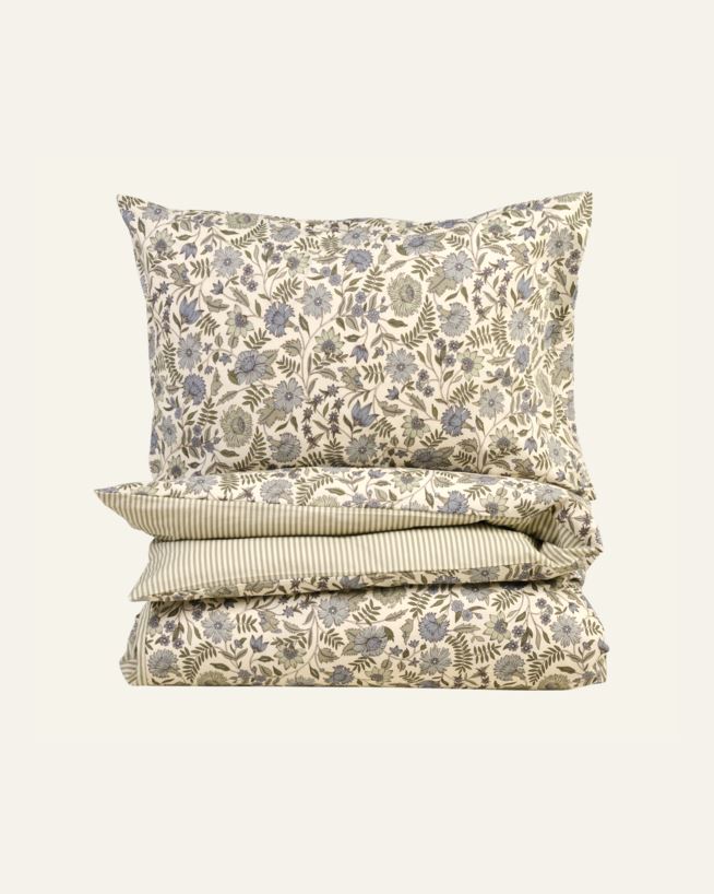 Bomull sengesett olivengrønn - 140x200 cm olivengrønn - 1