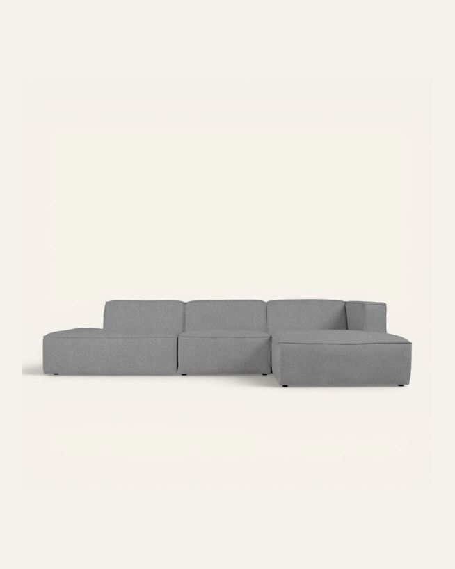 Modulsofa 3 deler åpen ende venstre grå - 338x153x73 cm grå - 1