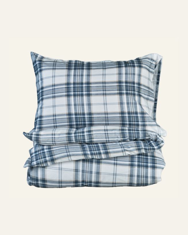 Flanell sengesett blå - 200x220 cm/50x70 cm blå - 1