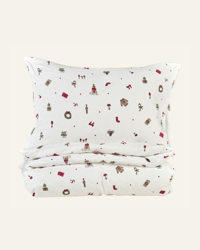 Flanell sengesett multi rød - 140x200 cm multi rød - 1