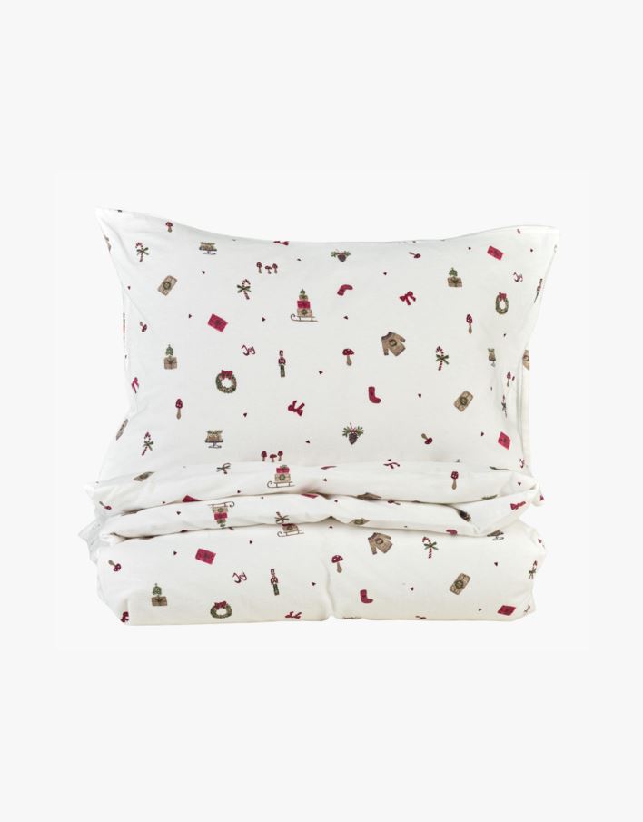Flanell sengesett multi rød - 140x200 cm multi rød - 1