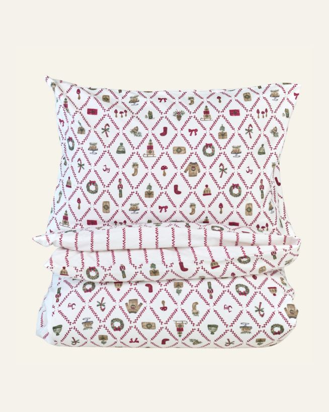 Flanell sengesett multi rød - 140x220 cm multi rød - 1