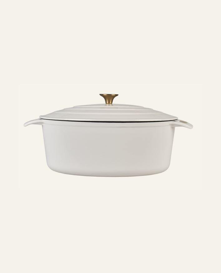 Støpejernsgryte oval krem - 5800ml krem - 1