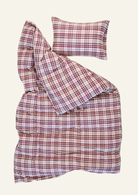 Garnfarget flanell sengesett multi rosa - 6