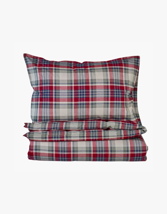 Garnfarget bomull sengesett multi rød - 140x200 cm multi rød - 1