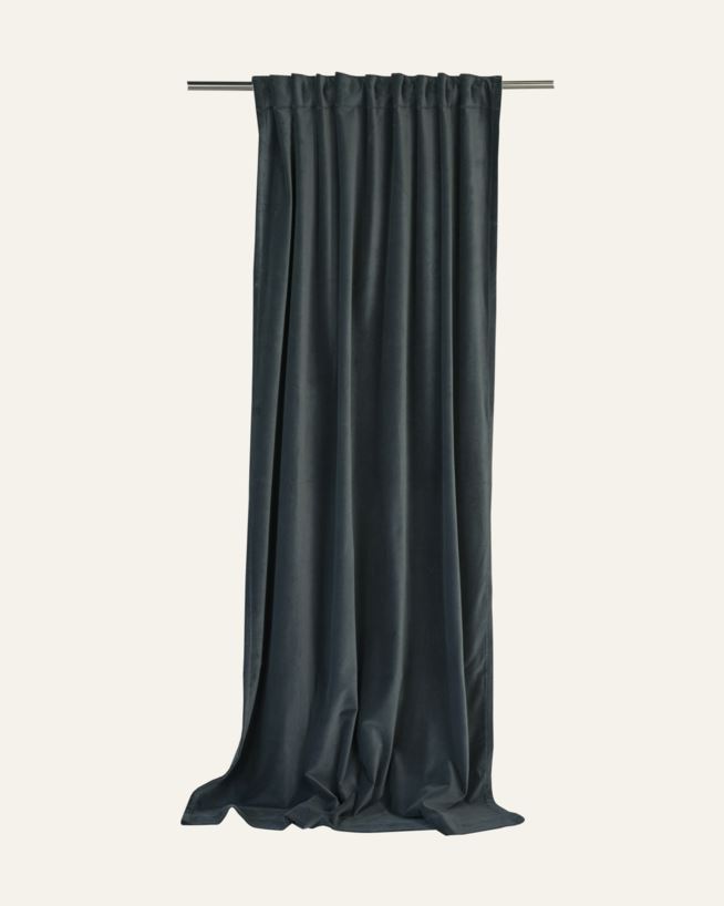 Velour gardin gråblå - 140x220 cm gråblå - 1