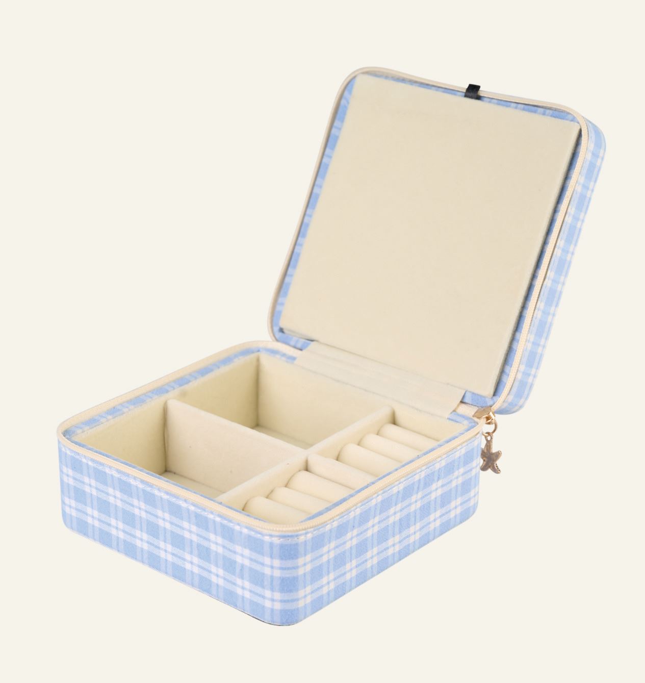 Smykkeskrin m/glidelås lys blå - 2