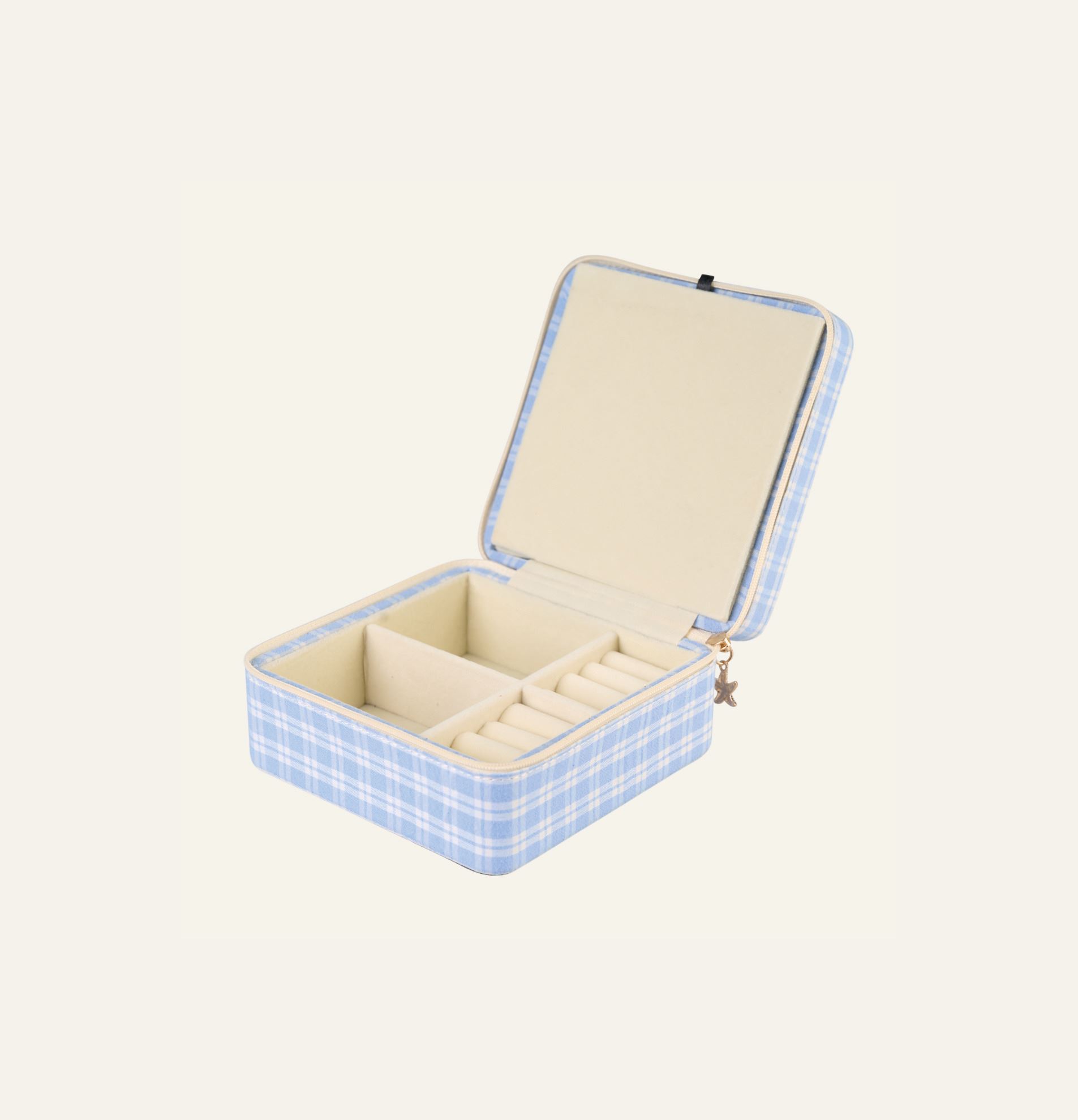 Smykkeskrin m/glidelås lys blå - 2