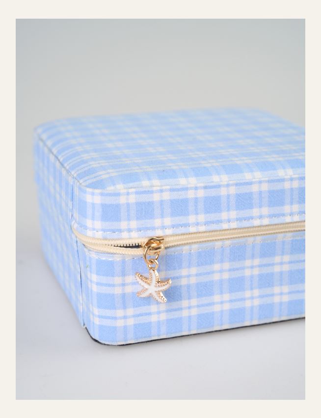 Smykkeskrin m/glidelås lys blå - 3